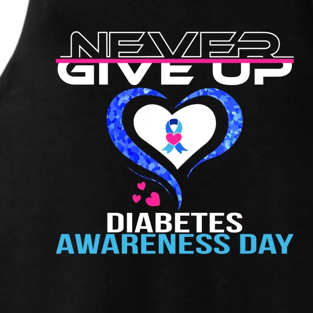 Never Give Up Diabetes Awareness Day Ladies Tri-Blend Wicking Tank