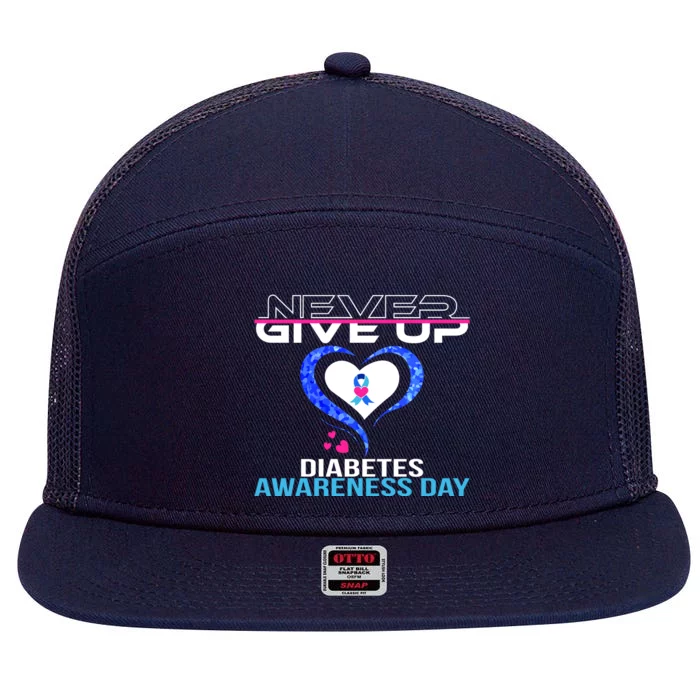 Never Give Up Diabetes Awareness Day 7 Panel Mesh Trucker Snapback Hat