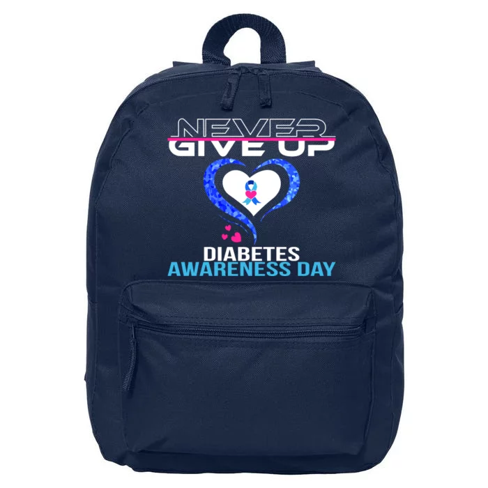 Never Give Up Diabetes Awareness Day 16 in Basic Backpack