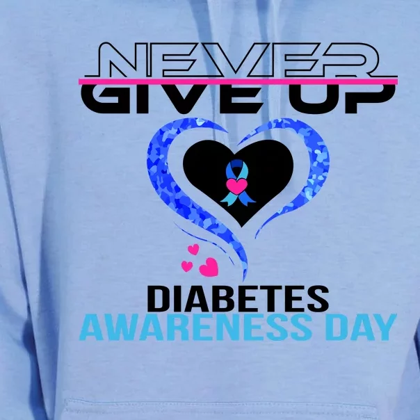 Never Give Up Diabetes Awareness Day Unisex Surf Hoodie