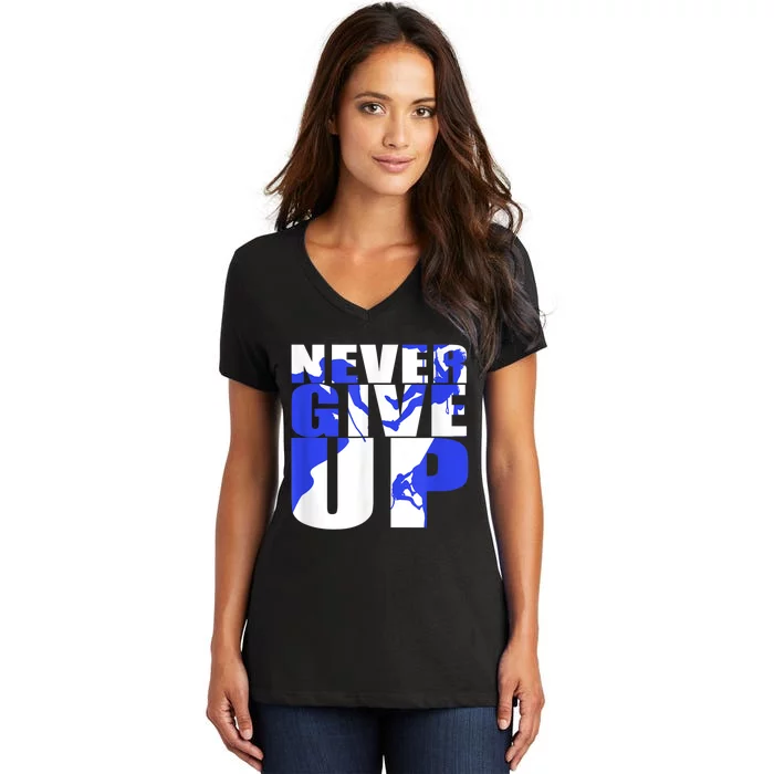 Never Give Up Women's V-Neck T-Shirt