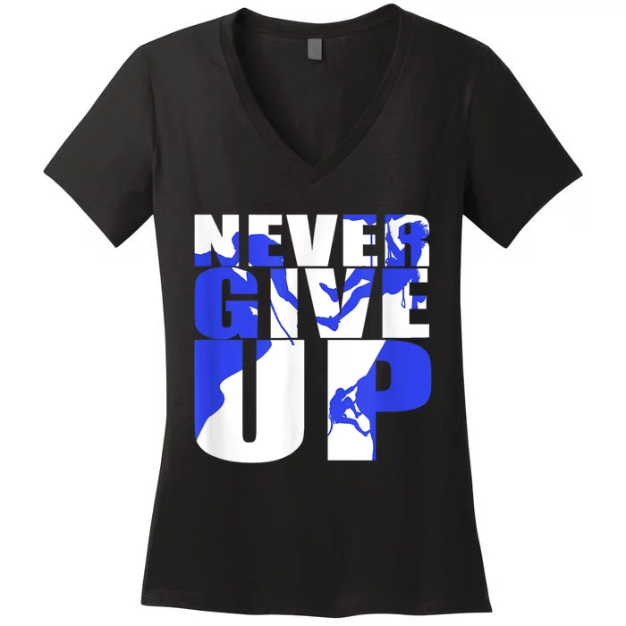 Never Give Up Women's V-Neck T-Shirt