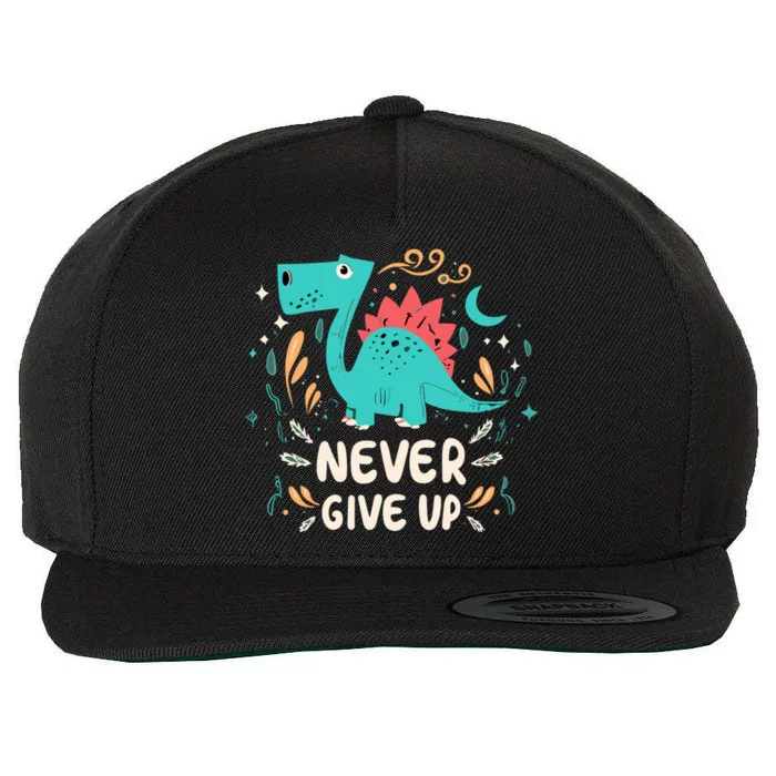 Never Give Up Wool Snapback Cap