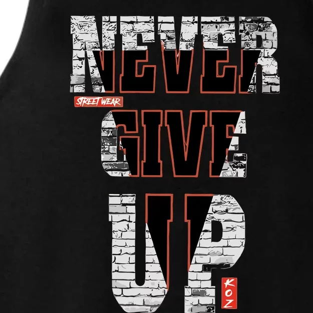 Never Give Up Stronger Support Inspiration Ladies Tri-Blend Wicking Tank