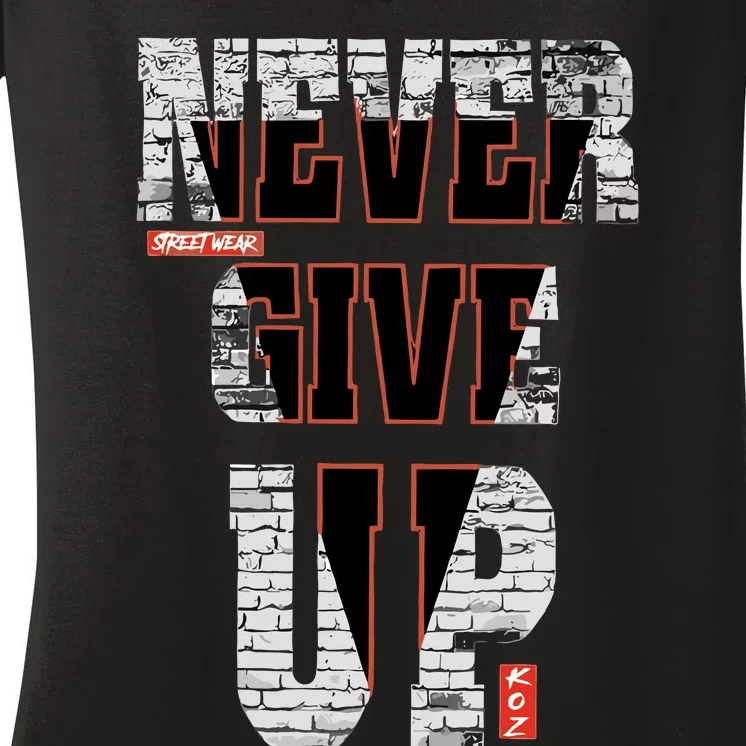 Never Give Up Stronger Support Inspiration Women's V-Neck T-Shirt