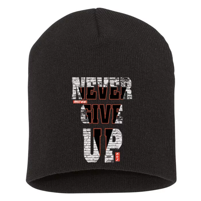 Never Give Up Stronger Support Inspiration Short Acrylic Beanie