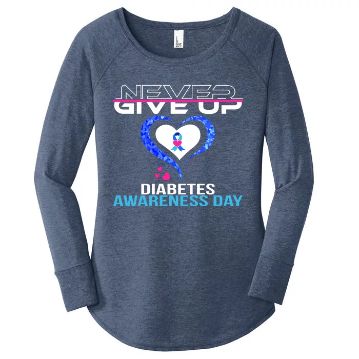 Never Give Up Diabetes Awareness Day Women's Perfect Tri Tunic Long Sleeve Shirt