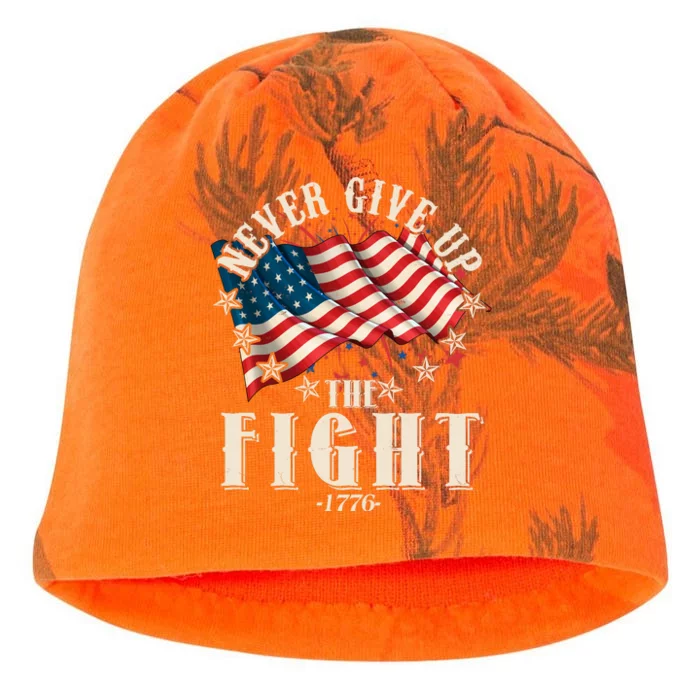 Never Give Up The Fight 1776 USA American Flag Kati - Camo Knit Beanie