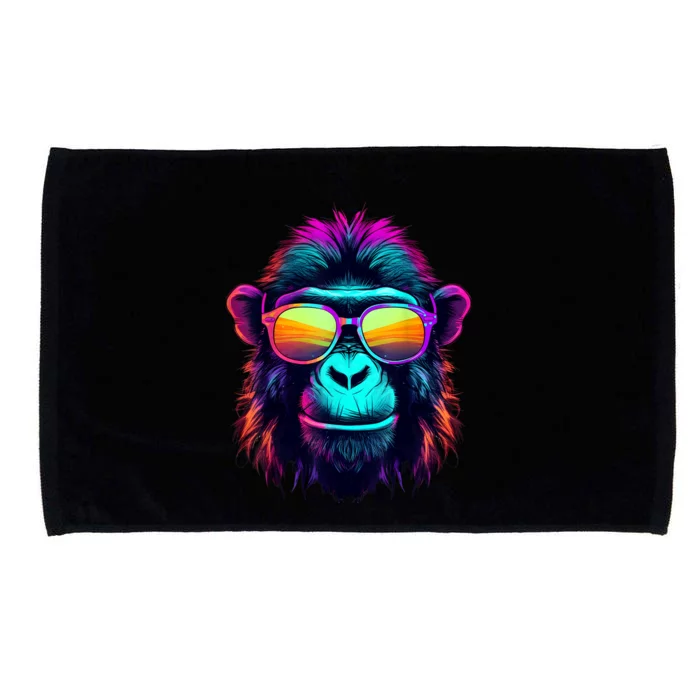 Neon Gorilla With Sunglasses. Microfiber Hand Towel