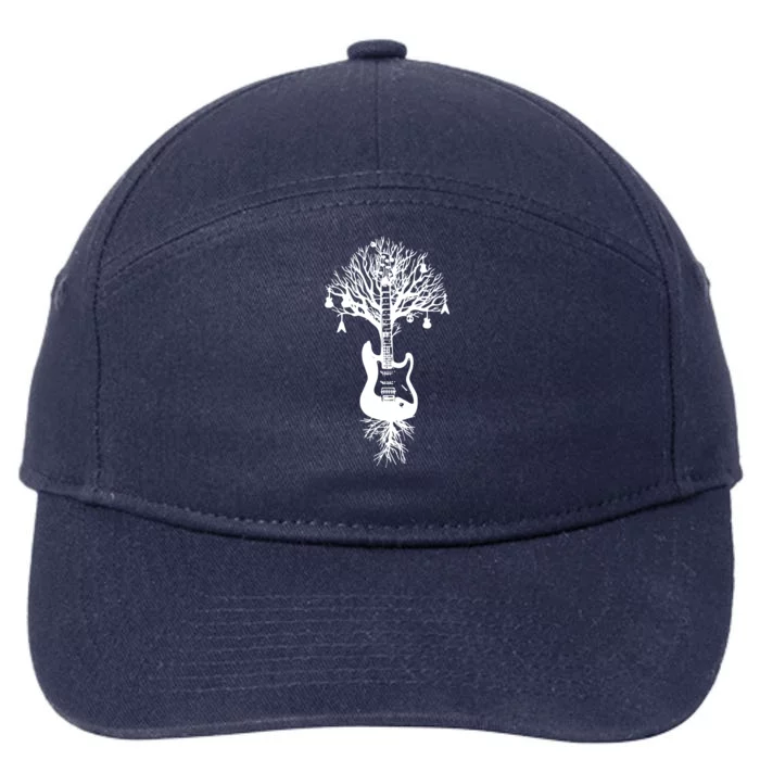 Nature Guitar White Tree Music Banksy Art 7-Panel Snapback Hat