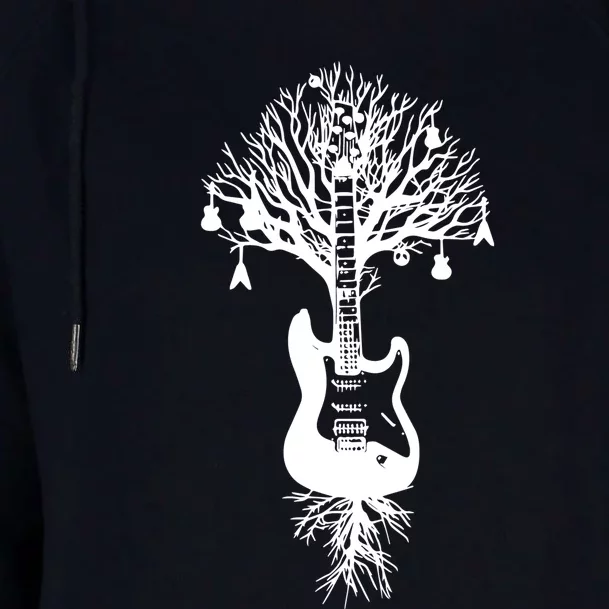 Nature Guitar White Tree Music Banksy Art Womens Funnel Neck Pullover Hood