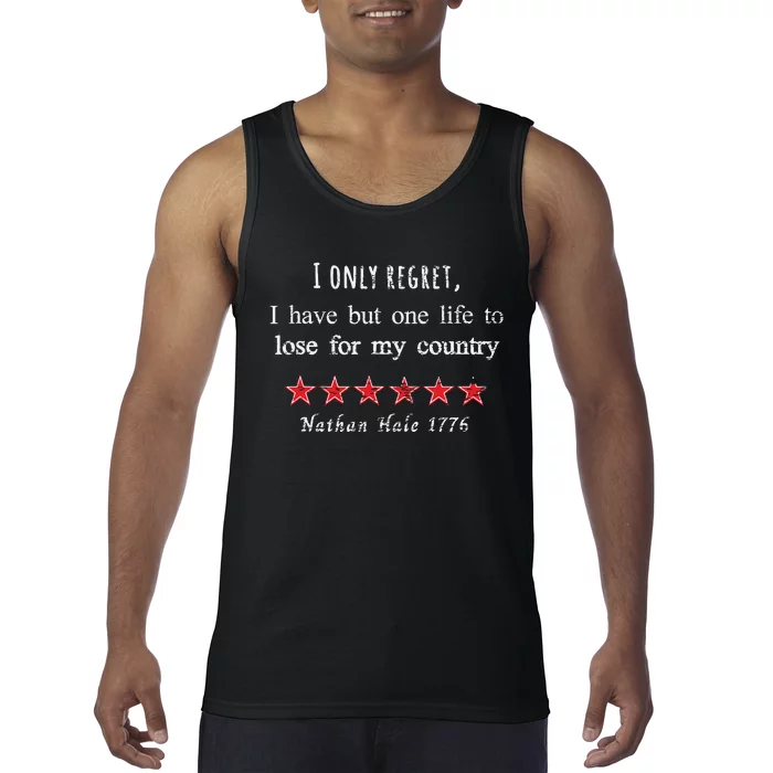 Nathan Hale 1776 I Only Regret One Life For My Country Quote Tank Top