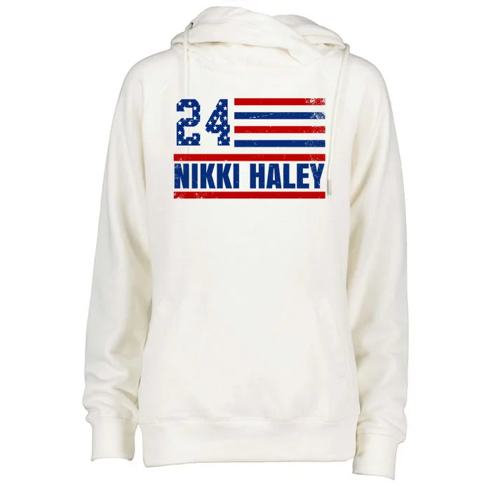 Nikki Haley 2024 American Flag Election Womens Funnel Neck Pullover Hood