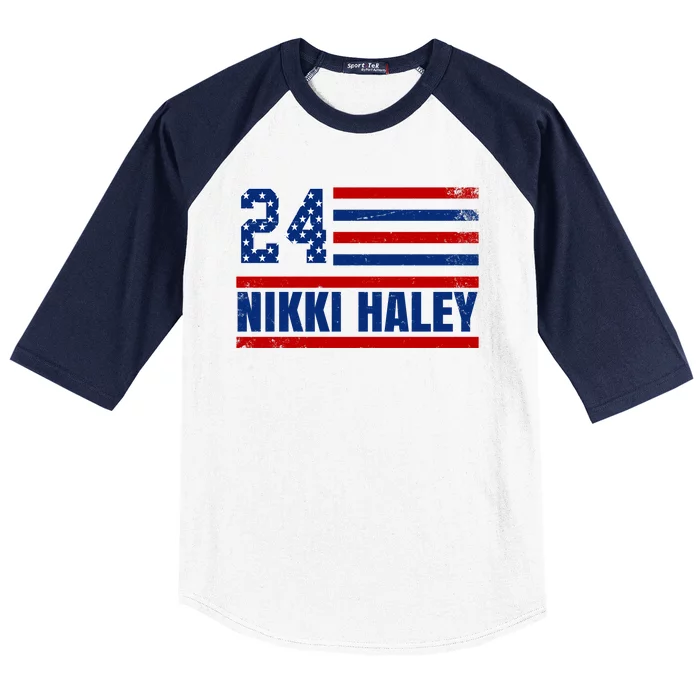 Nikki Haley 2024 American Flag Election Baseball Sleeve Shirt