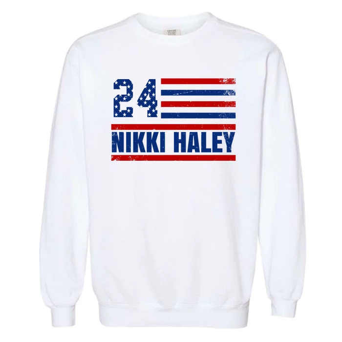 Nikki Haley 2024 American Flag Election Garment-Dyed Sweatshirt