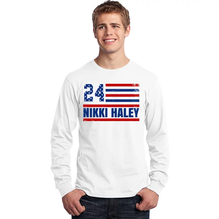 Nikki Haley 2024 American Flag Election Long Sleeve Shirt