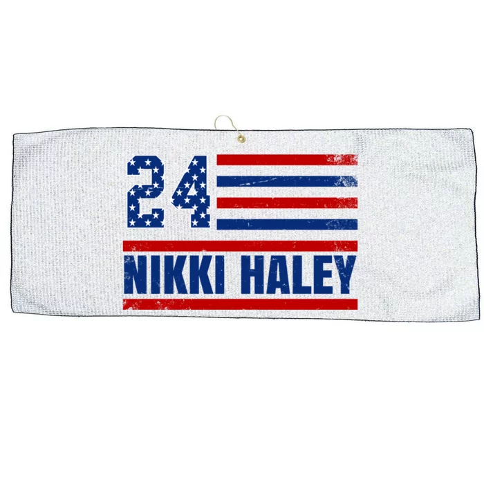 Nikki Haley 2024 American Flag Election Large Microfiber Waffle Golf Towel