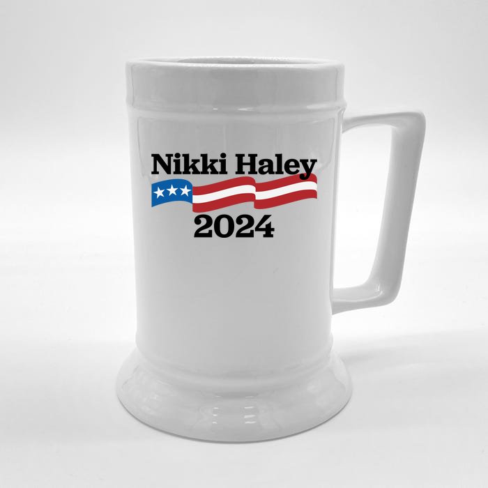 Nikki Haley 2024 For President Flag Logo Front & Back Beer Stein