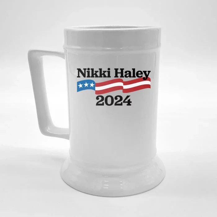 Nikki Haley 2024 For President Flag Logo Front & Back Beer Stein