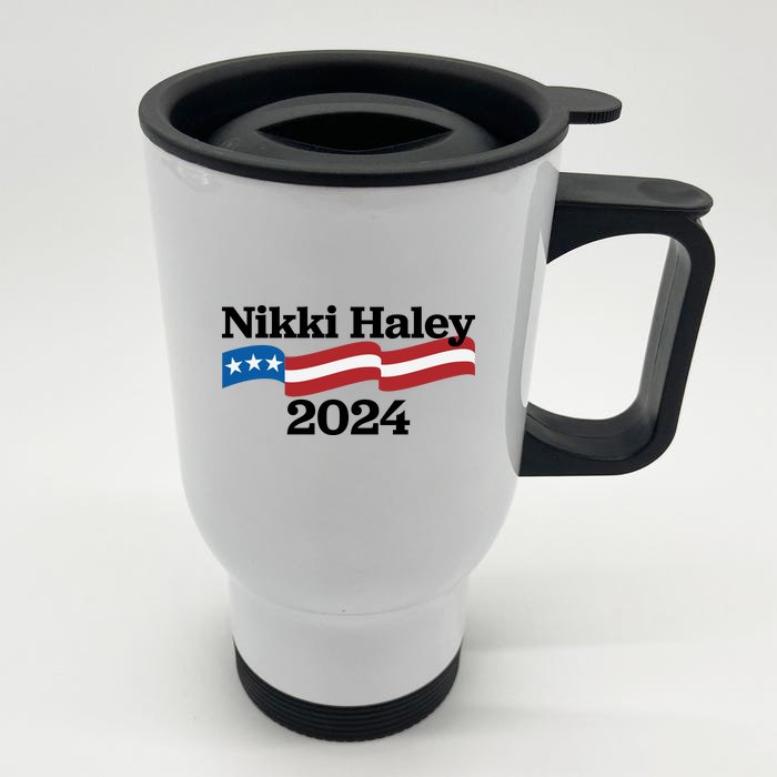 Nikki Haley 2024 For President Flag Logo Front & Back Stainless Steel Travel Mug