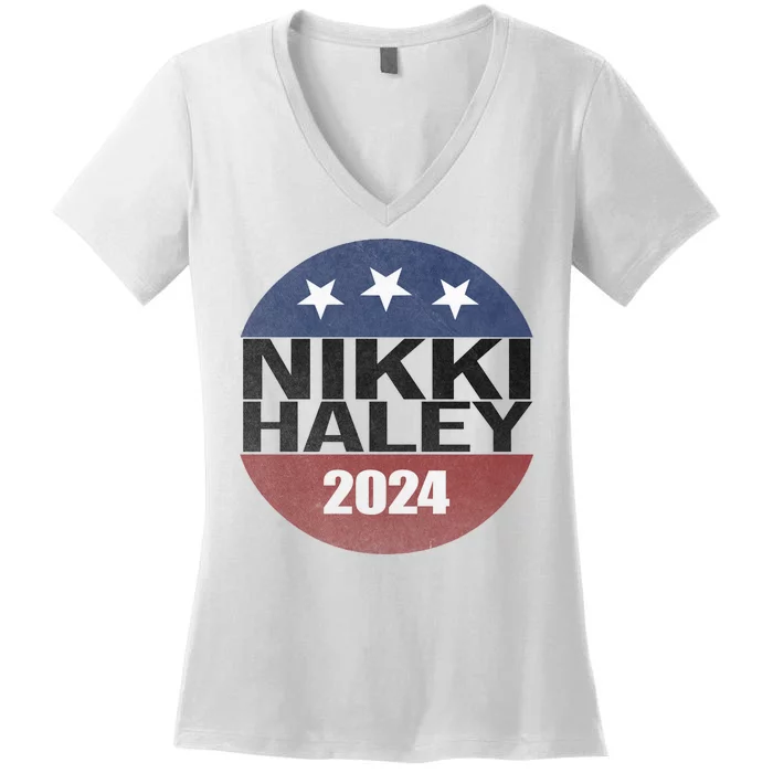 Nikki Haley 2024 Political Election Vintage Women's V-Neck T-Shirt