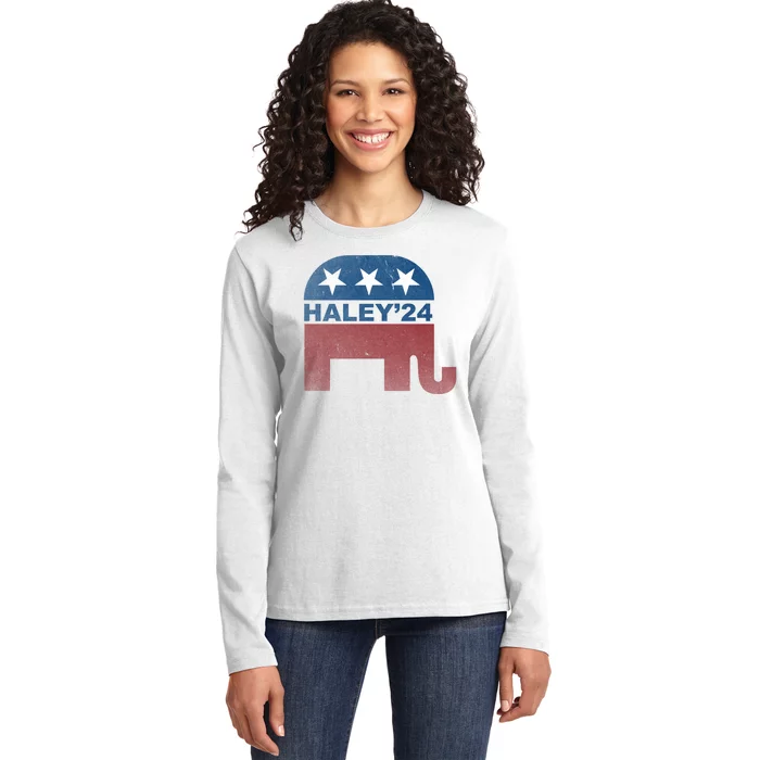 Nikki Haley 2024 For President Vintage Ladies Long Sleeve Shirt