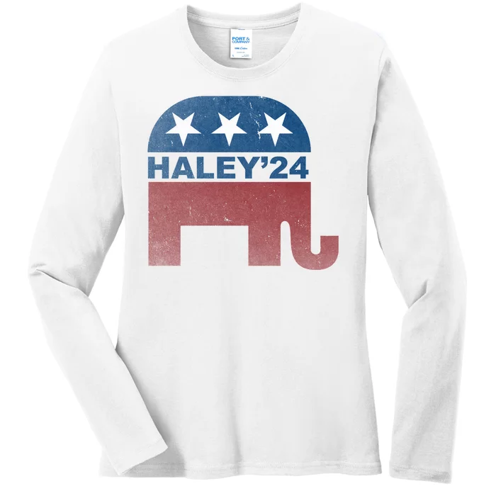 Nikki Haley 2024 For President Vintage Ladies Long Sleeve Shirt