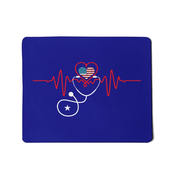 Nurse Heartbeat 4Th July Stethoscope Heart Student Nurse Gift Mousepad