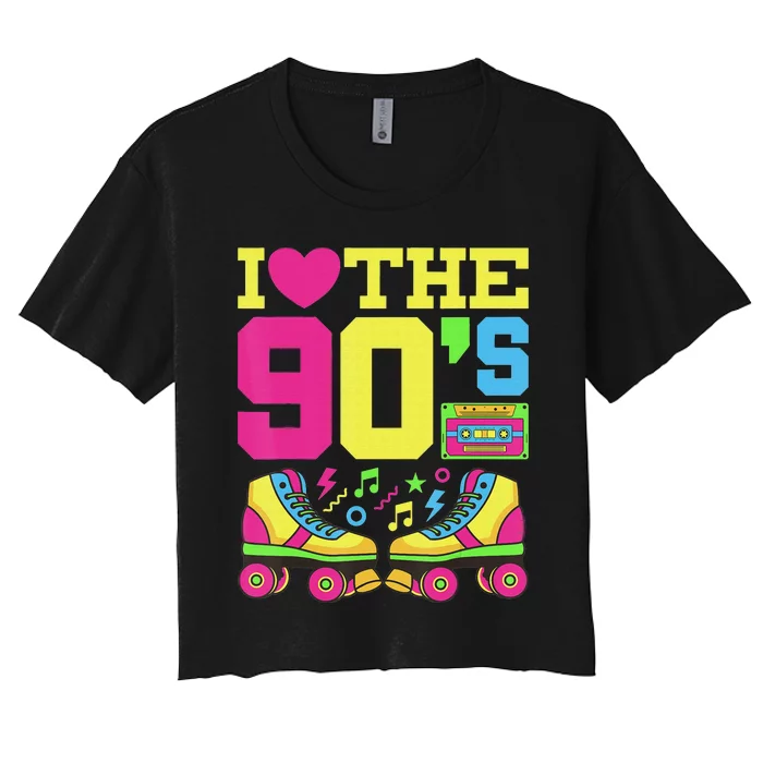 Nineties Heart 90s 1990s Fashion Theme Party Women's Crop Top Tee