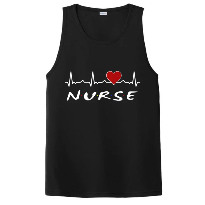 Nurse Heartbeat And Heart Gift Performance Tank