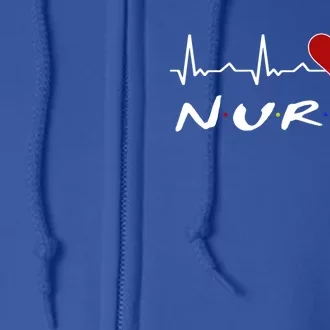 Nurse Heartbeat And Heart Gift Full Zip Hoodie