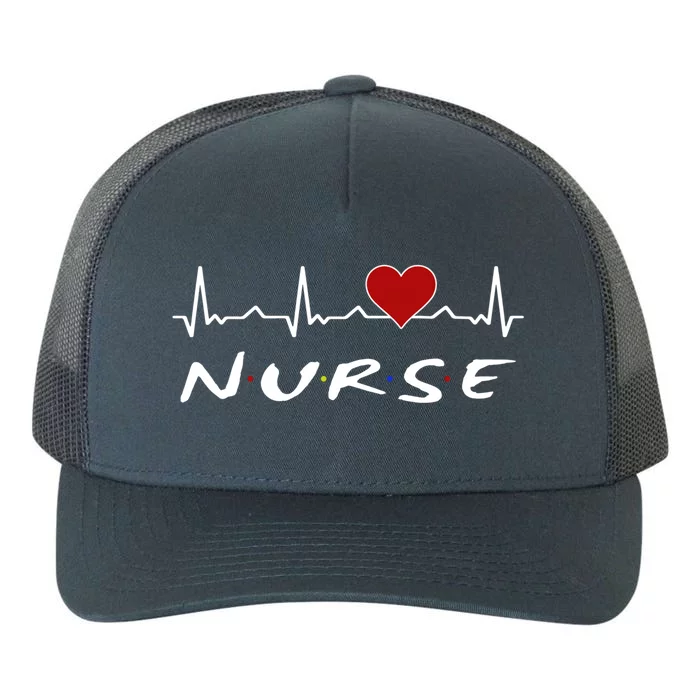 Nurse Heartbeat And Heart Gift Yupoong Adult 5-Panel Trucker Hat