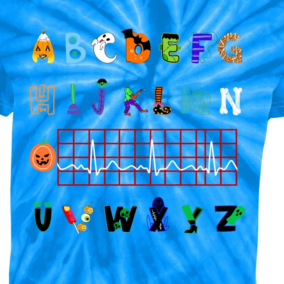 Nurse Halloween Alphabet Pqrst Electrocardiogram Ekg Ecg Great Gift Kids Tie-Dye T-Shirt