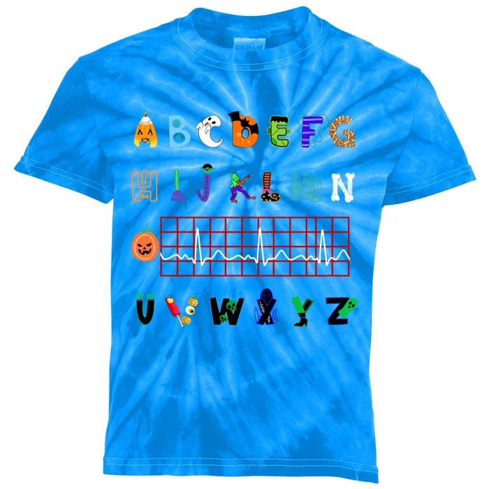 Nurse Halloween Alphabet Pqrst Electrocardiogram Ekg Ecg Great Gift Kids Tie-Dye T-Shirt