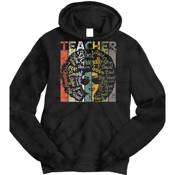 Natural Hair Afro For African American Teachers Gift Vintage Retro Tie Dye Hoodie