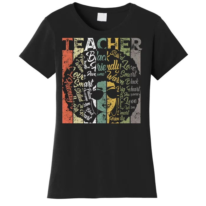 Natural Hair Afro For African American Teachers Gift Vintage Retro Women's T-Shirt