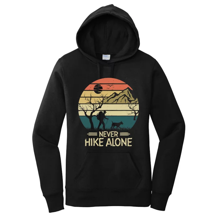 Never Hike Alone Dog Mountain Hiking Hiker Women's Pullover Hoodie