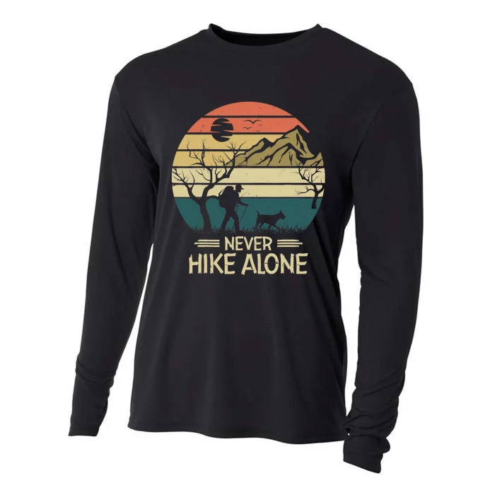 Never Hike Alone Dog Mountain Hiking Hiker Cooling Performance Long Sleeve Crew