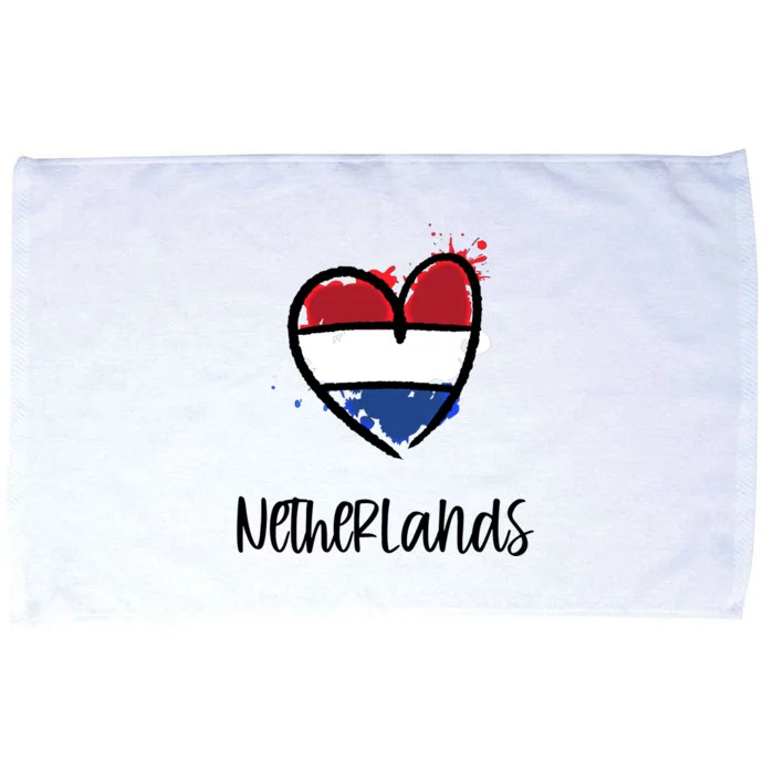 Netherland Heart Art Flag Cute Europe Minimal Dutch Gift Cool Gift Microfiber Hand Towel