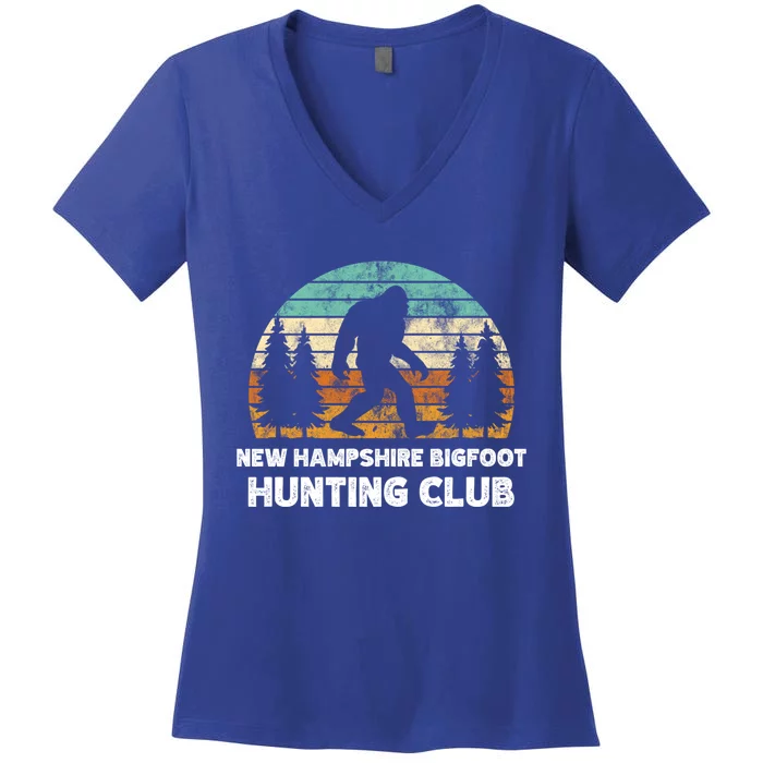 New Hampshire Bigfoot Hunting Club Sasquatch Fan Gift Women's V-Neck T-Shirt