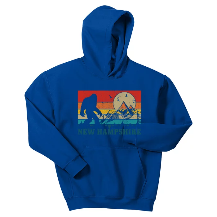 New Hampshire Bigfoot Vintage Mountains Pride Hiking Hunter Cool Gift Kids Hoodie