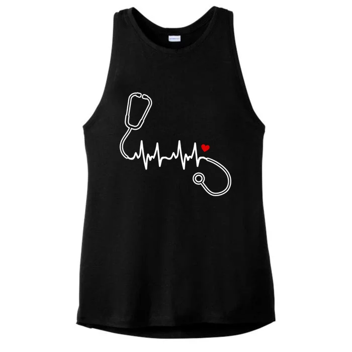 Nurse Heartbeat Clothing Gift Nurse Stethoscope Heart Gift Ladies Tri-Blend Wicking Tank