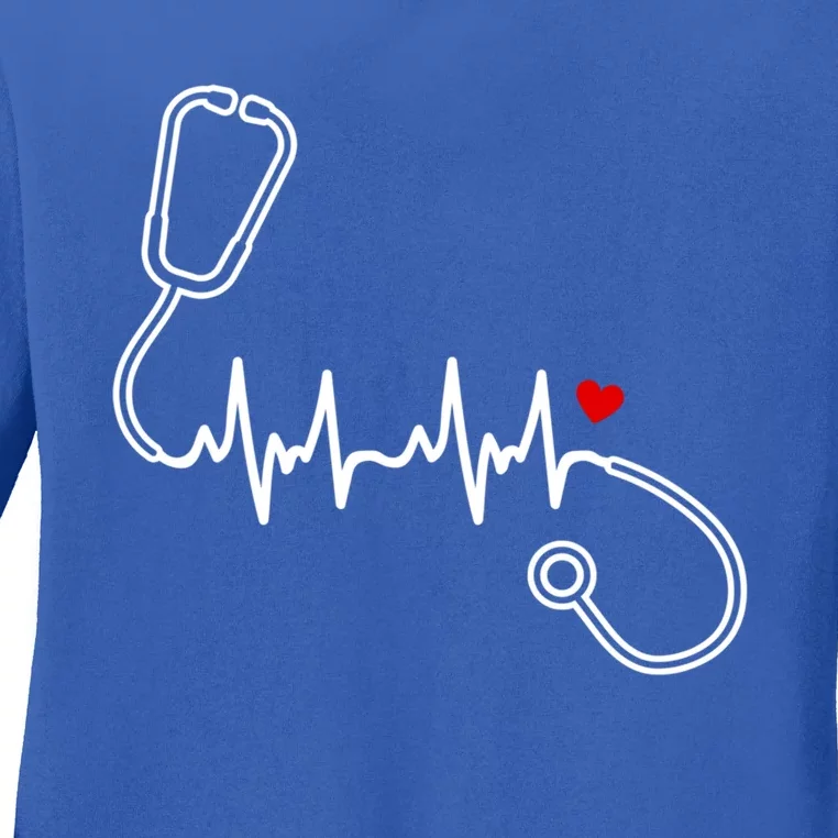 Nurse Heartbeat Clothing Gift Nurse Stethoscope Heart Gift Ladies Long Sleeve Shirt