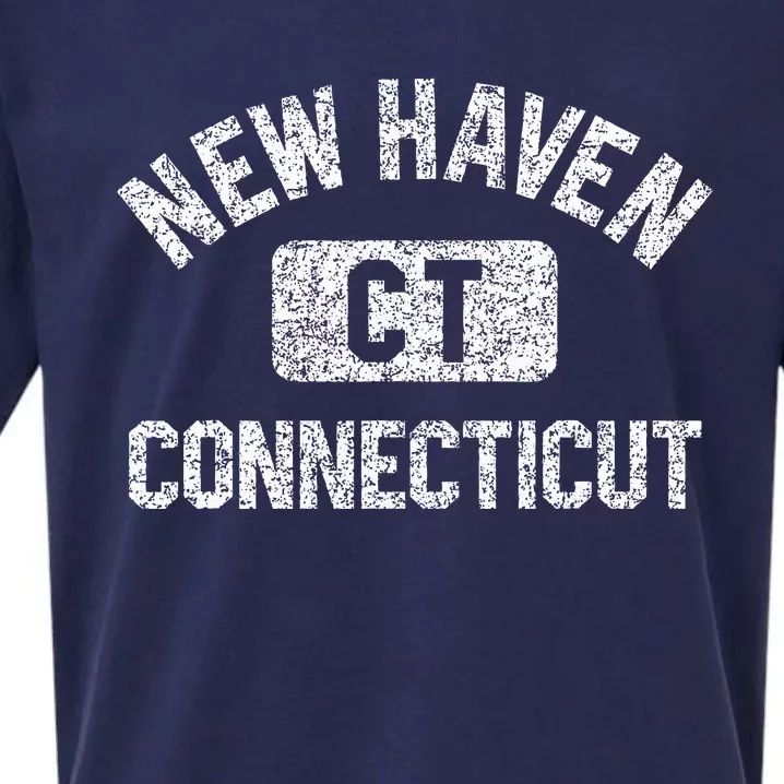 New Haven Ct Connecticut Gym Style Distressed Sueded Cloud Jersey T-Shirt