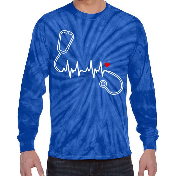 Nurse Heartbeat Clothing Gift Nurse Stethoscope Heart Gift Tie-Dye Long Sleeve Shirt