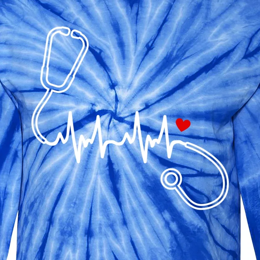 Nurse Heartbeat Clothing Gift Nurse Stethoscope Heart Gift Tie-Dye Long Sleeve Shirt