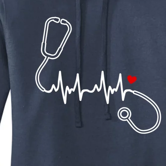 Nurse Heartbeat Clothing Gift Nurse Stethoscope Heart Gift Women's Pullover Hoodie