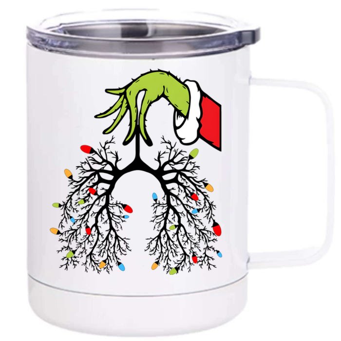 Nurse Hand Christmas Lights Holiday Xmas Front & Back 12oz Stainless Steel Tumbler Cup