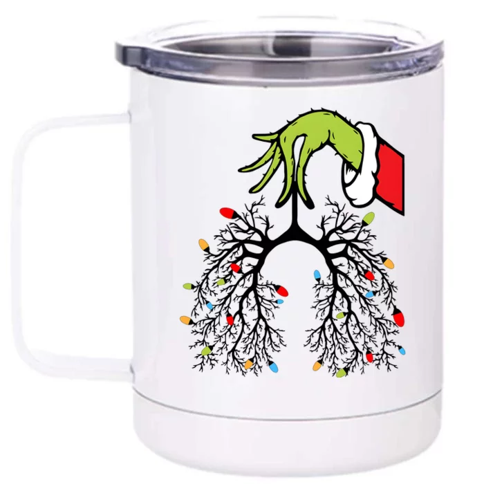 Nurse Hand Christmas Lights Holiday Xmas Front & Back 12oz Stainless Steel Tumbler Cup