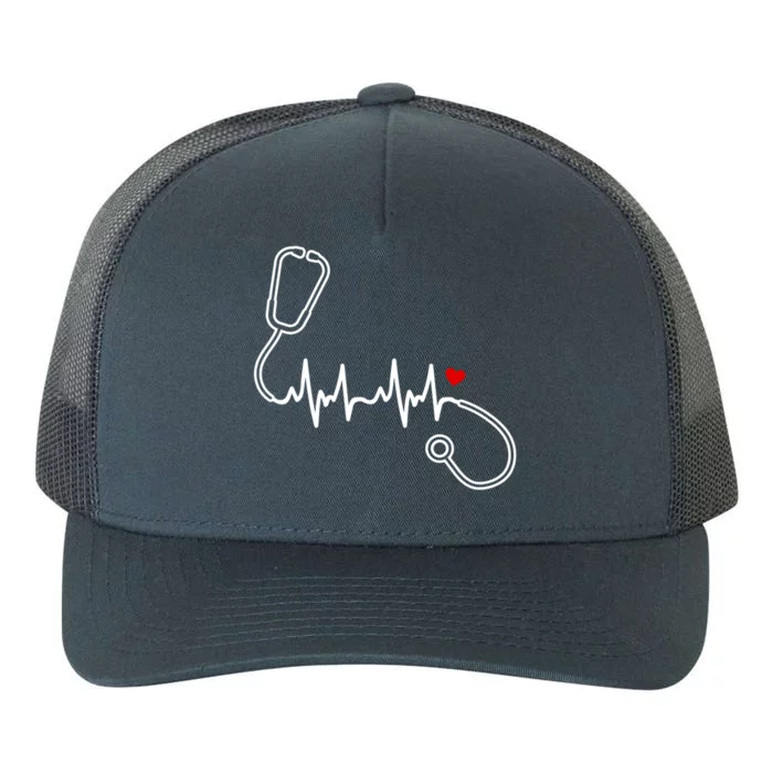 Nurse Heartbeat Clothing Gift Nurse Stethoscope Heart Gift Yupoong Adult 5-Panel Trucker Hat